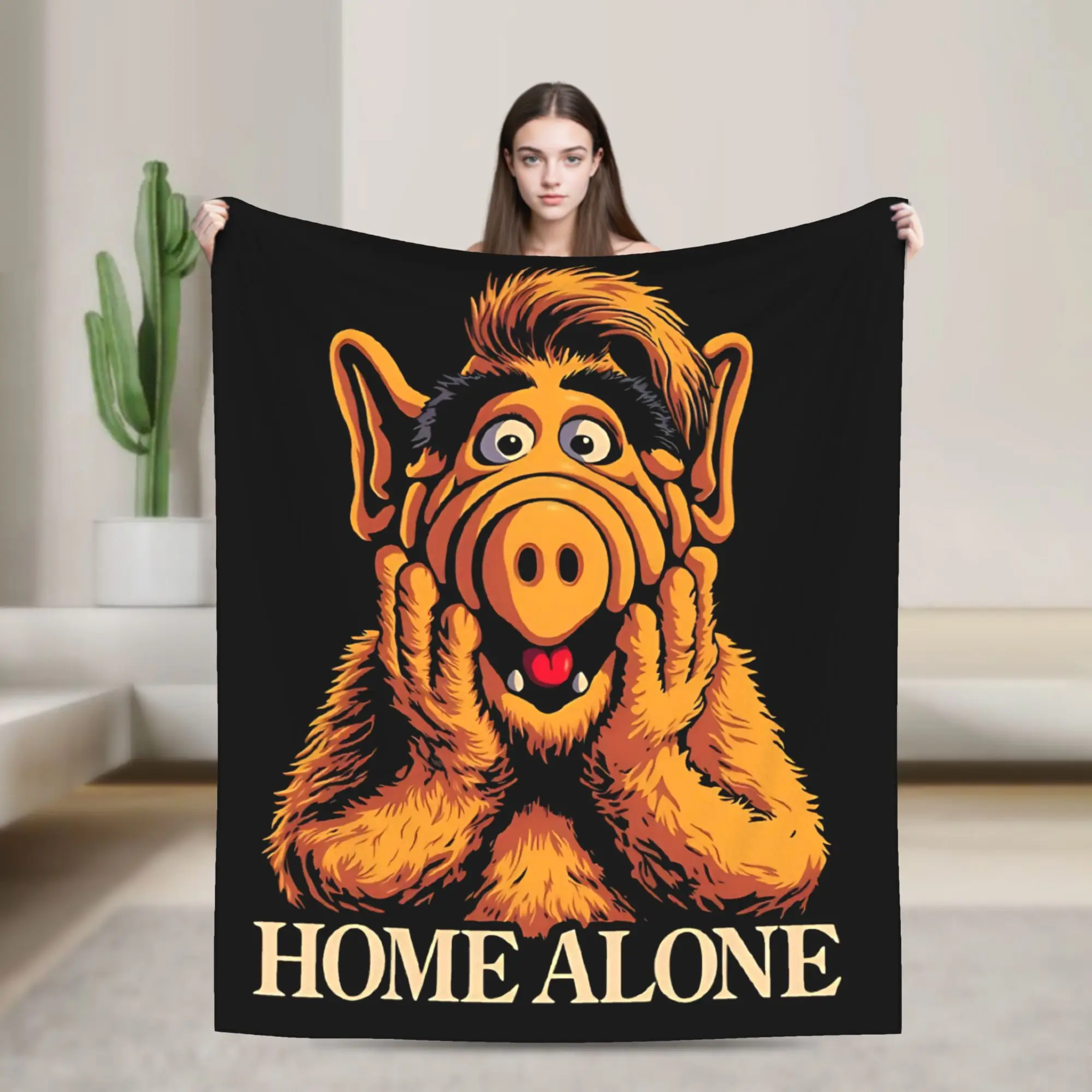 Funny Alf Alien Life Form Scream Blanket Coral Fleece Plush Spring Autumn Multi-function Warm Throw Blanket for Bedding Throw