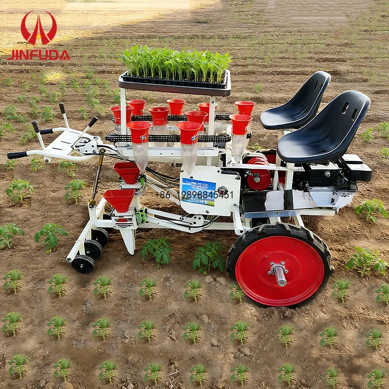 Farm Use Motorized Self Walking Automatic Transplanter High Productivity Seeders for Peppers Tomatoes Cabbage Onion Seedlings