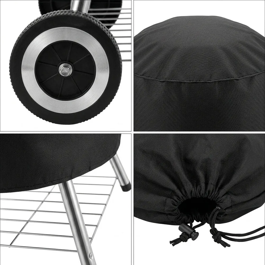 210D Oxford Round Grill Cover Waterproof Dustproof for Round Grills Tables and Fire Pits Easy Storage Lightweight