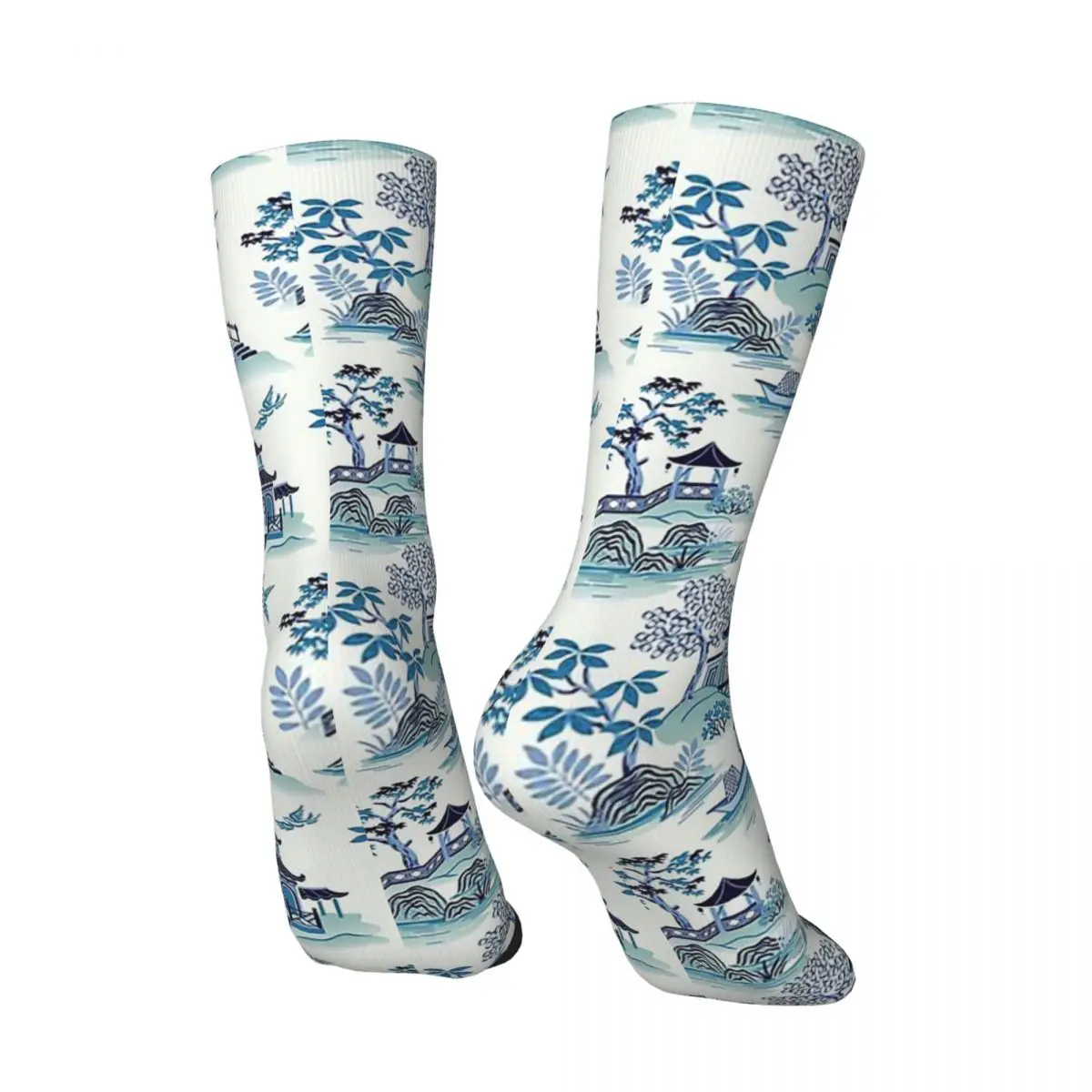 Funny Happy Men's Socks Chinoiserie Blue Retro Harajuku Chinese Hip Hop Novelty Seamless Crew Crazy Sock Gift Printed