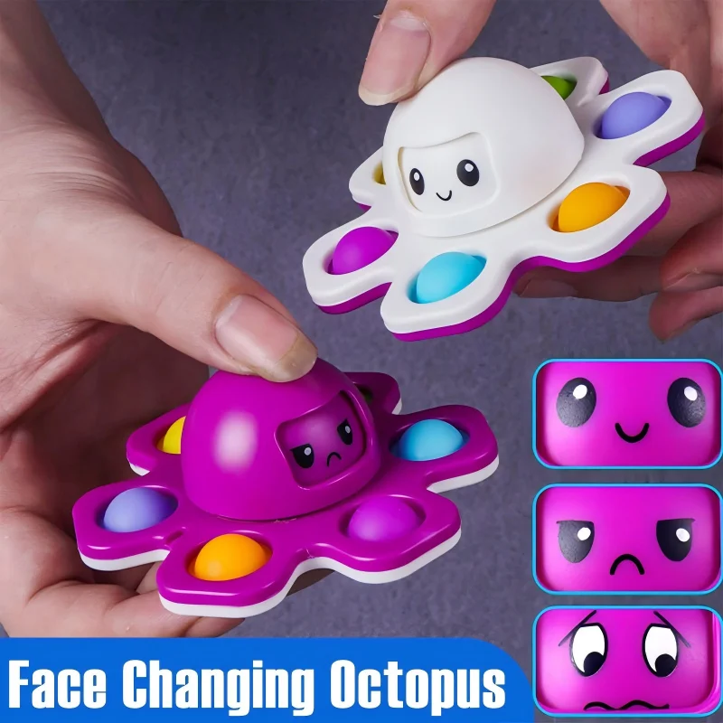Anxiety Relief Gifts,Finger-tip Shape-shifting Octopus,Colorful Bubble Fun,Finger Spinner Stress-relief Toy For Kids And Adults