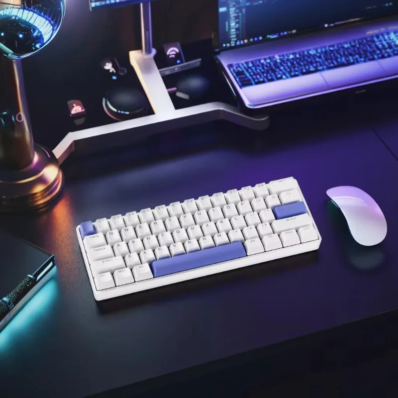 G60 Wired Mechanical RGB Backlit Programmable Keys Magnetic Switch Adjustable Actuation Distance White Gaming Keyboard