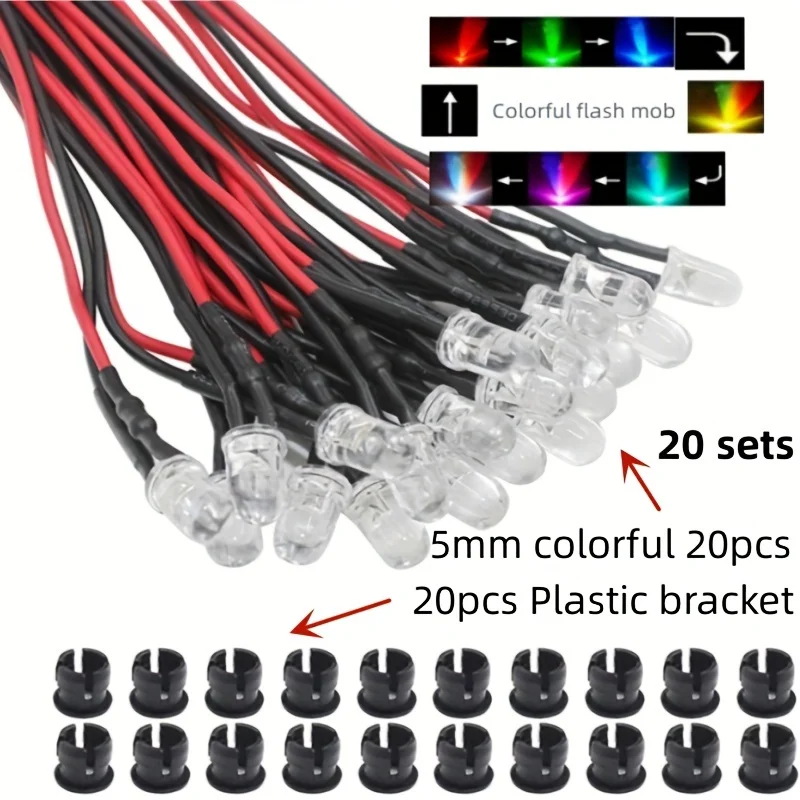 20 stks/50 stks 5 MM LED 9 V-12 V Pre-wired Micro LED LED voor Model Combinatie DIY Wit, rood, blauw, groen, geel Kit