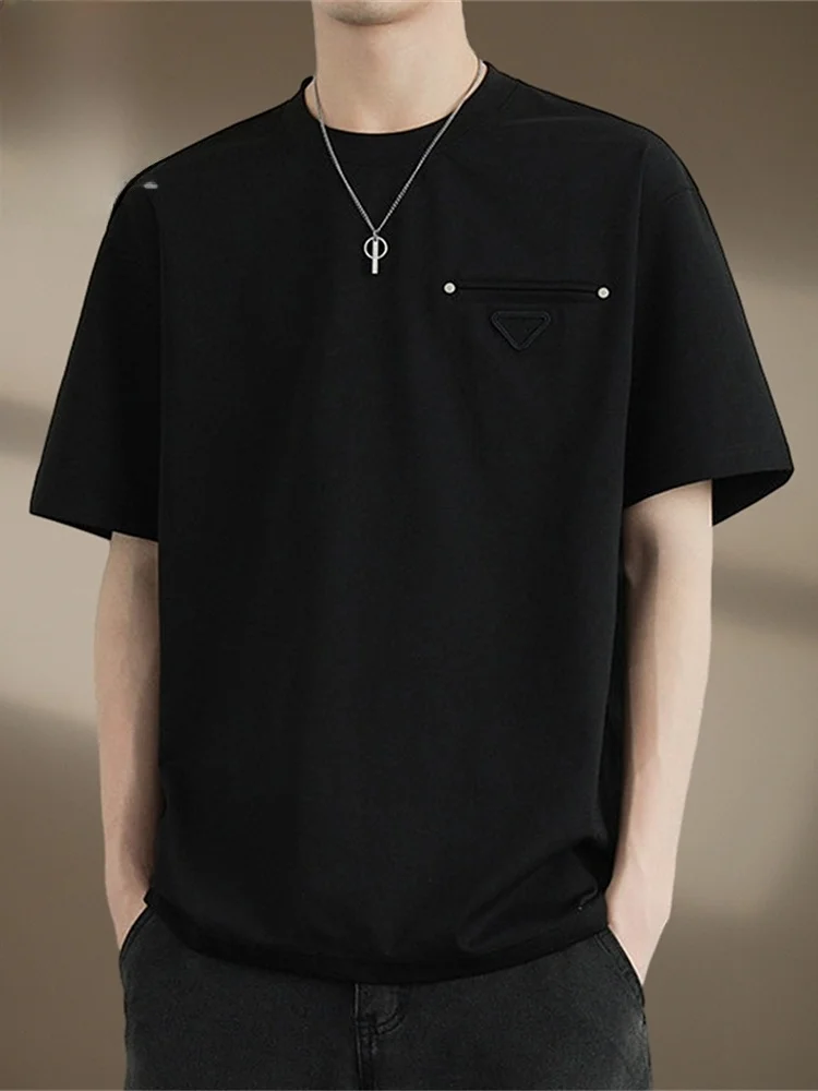 

Мужская футболка American Style: Новинка лета, свободный крой, повседневный стиль, молодежная мода, смесь хлопка, полиэстера и спандекса