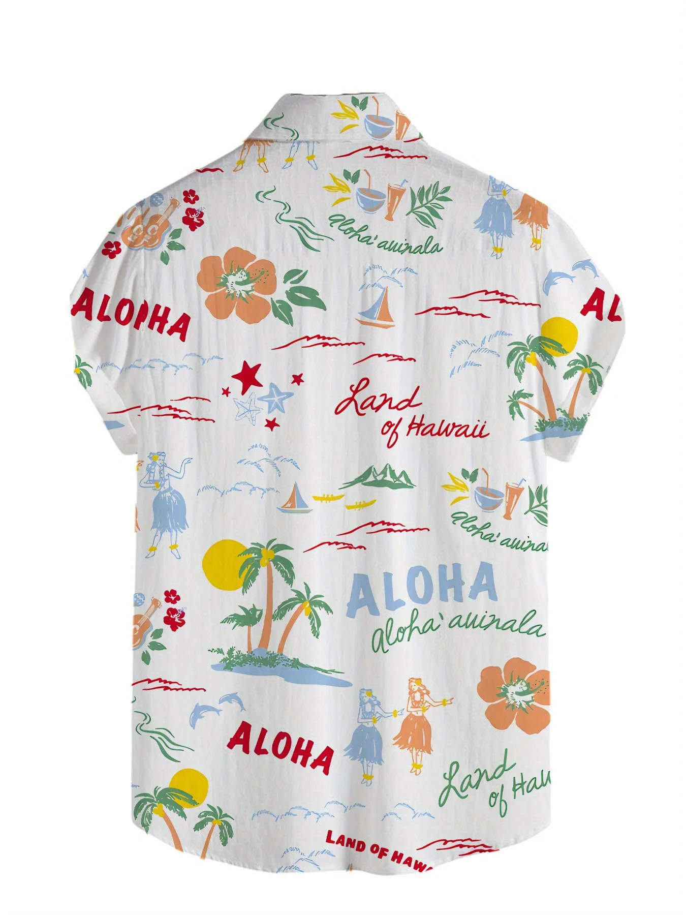 Men's Summer Aloha Hula Dancer Floral Print Hawaiian Shirt Lapel Short Sleeve Button Down Casual Vacation Beach Party Top