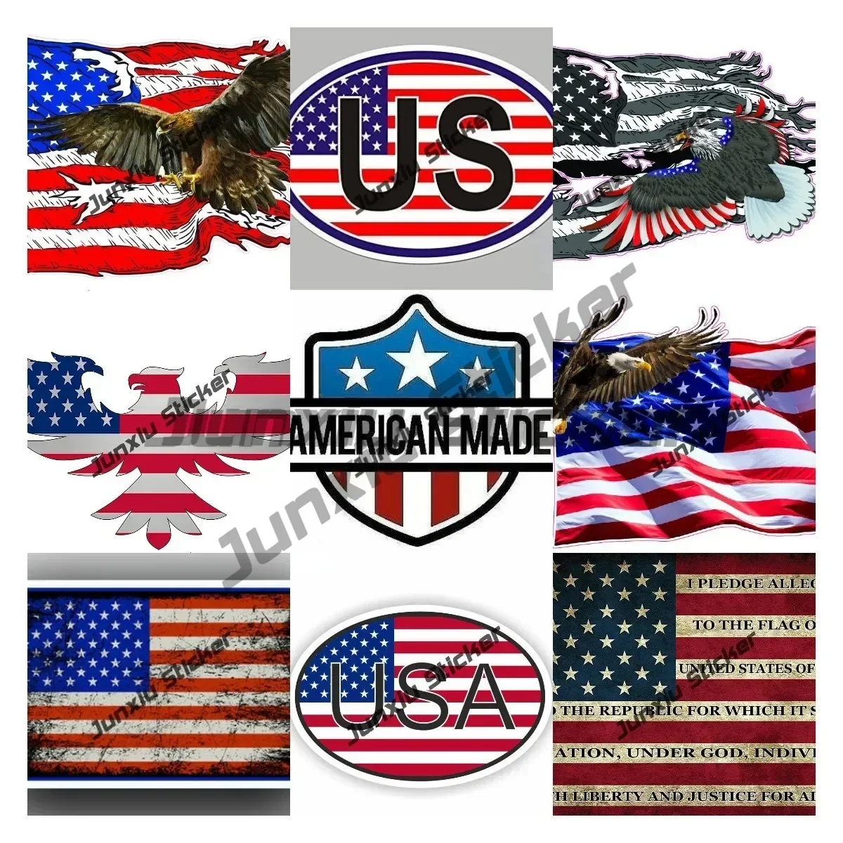 American Flag Bald Eagle Flying Eagle Decals Thin Blue Line SUA Flag of The United States on Skull Stickers Flag of The Usa