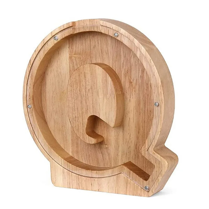 26 Letters Engels Spaarpot Houten Munt Geldbesparende Doos Jar Munten Opbergdoos Desktop Ornament Home Decor Ambachten Kerstcadeau