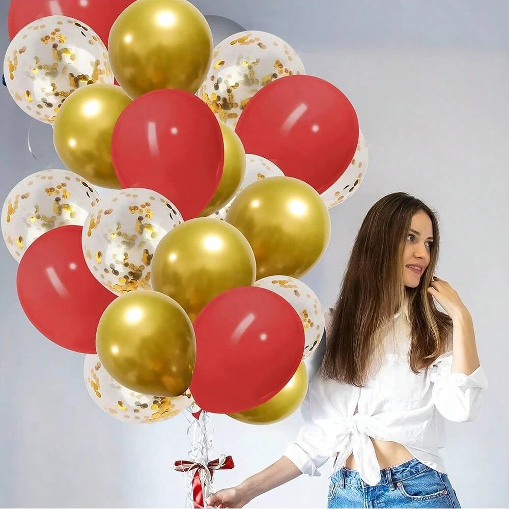 63pcs Red Balloon Wreath Arch kit Gold paper balloon Birthday party decoration Wedding holiday celebration decoration supplies