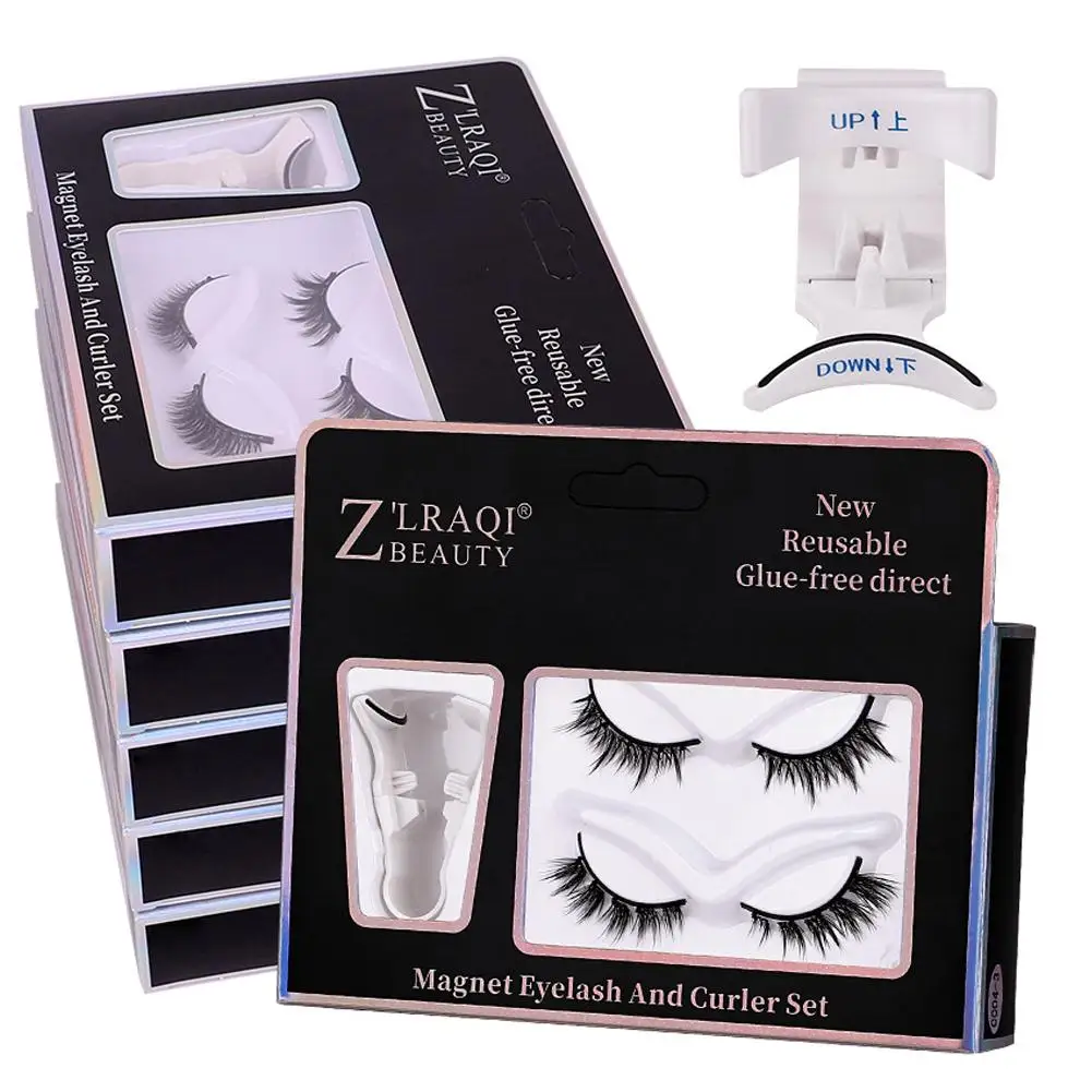 2pairs Natural Magnetic Eyelashes Natural Look Short Magnetic Reusable With Applicator Eyelashes Kit Z2A0