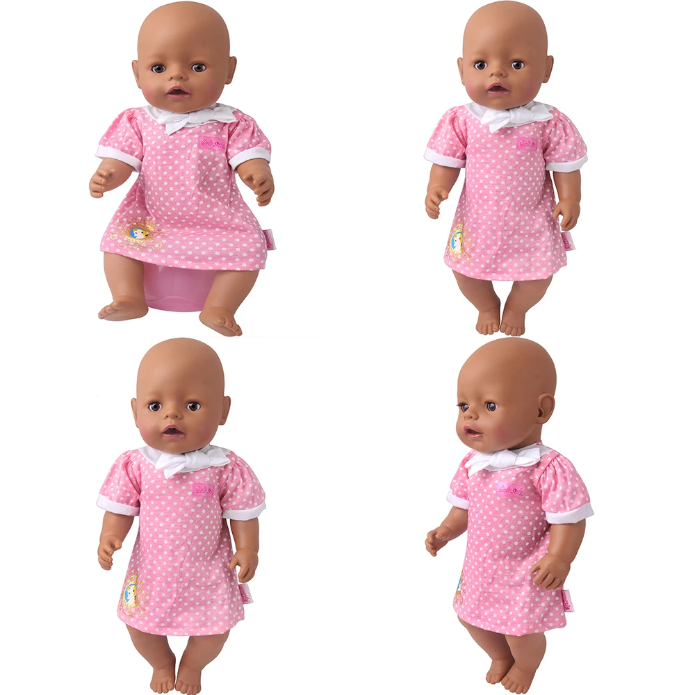 43cm Doll Girl Cute Small Skirt Doll Collar Polka Element Design Dress Doll Simple Daily Clothing with Doll Accessories