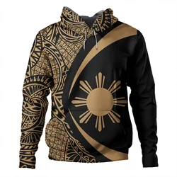 3D Philippines Filipinos Polynesian Tattoo Lapu Lapu Sun Tribal Printed Hoodies For Men Kid Fashion Hooded Hoody Cool Pullovers