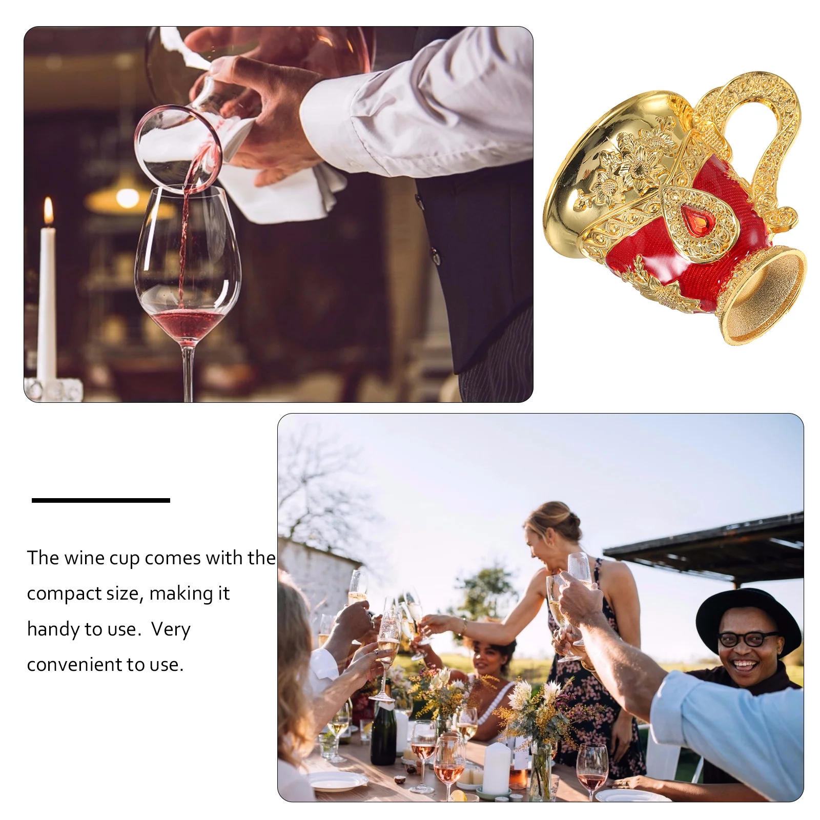 

1pc Retro Liquor European Style Metal Wine Cup For Party Household Drink Accessories Reusable Compact Mini Cup