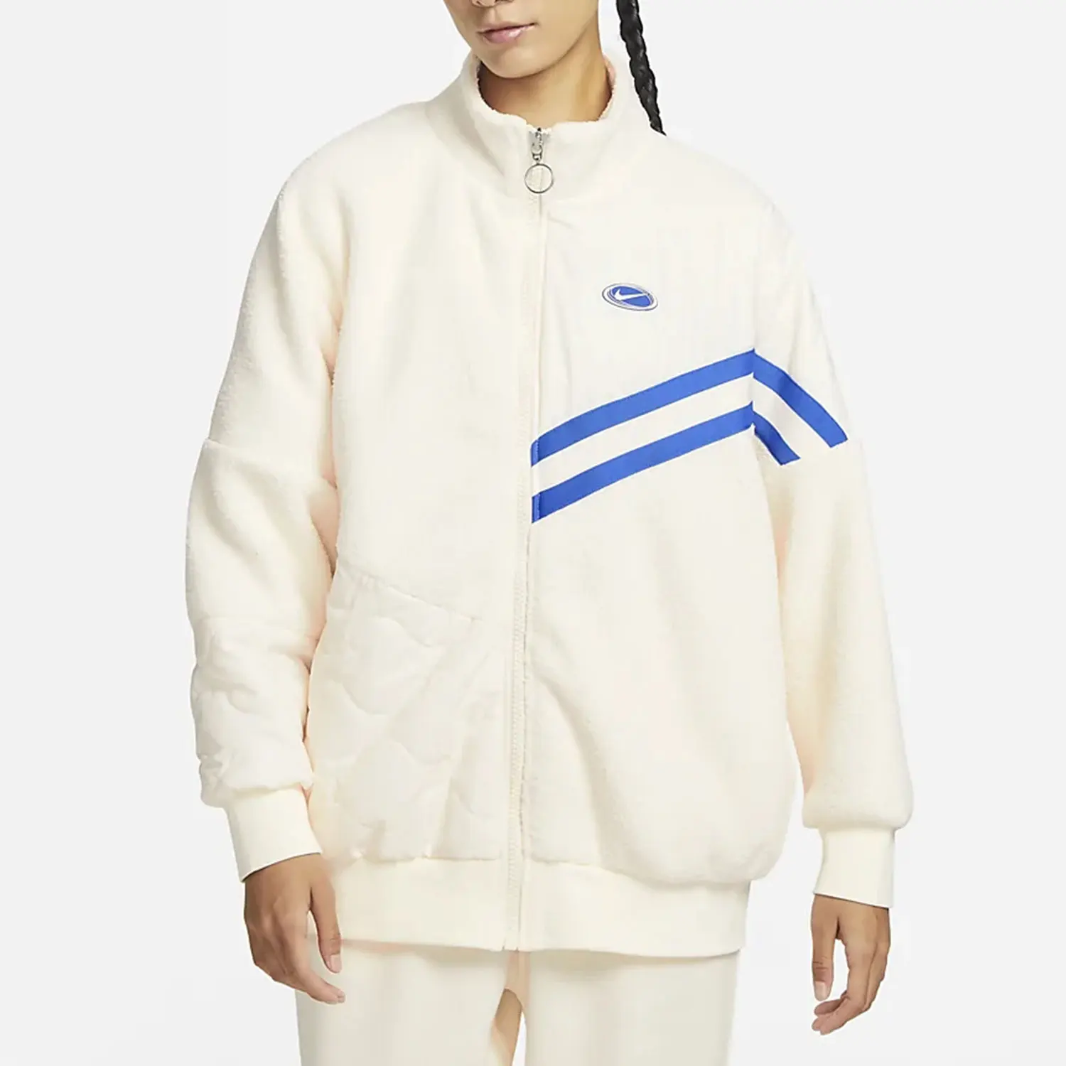 

Nike genuine women's sports and leisure fleece patchwork stand up collar jacket FB1821-118