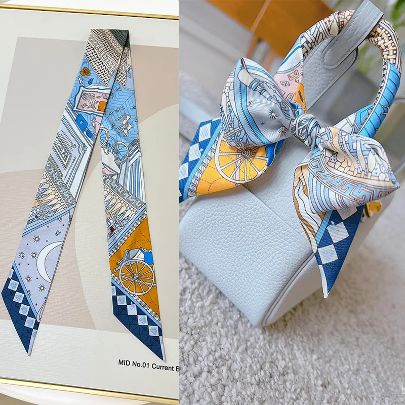 Chic Small Silk Scarf Handle Wrap Decorative Ties for Handbags Polyester Fiber Spring Summer Autumn Winter Universal Size