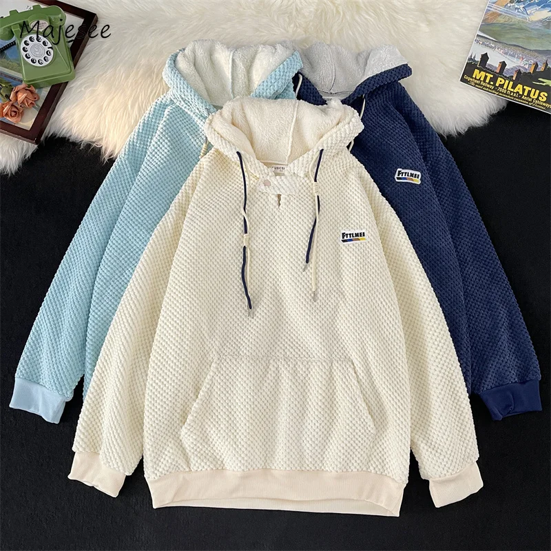 

Hoodies Men Fashion Youthful Vitality Autumn Winter Warm Front Pocket Solid Streetweat Japanese Style Teenagers Unisex Popular