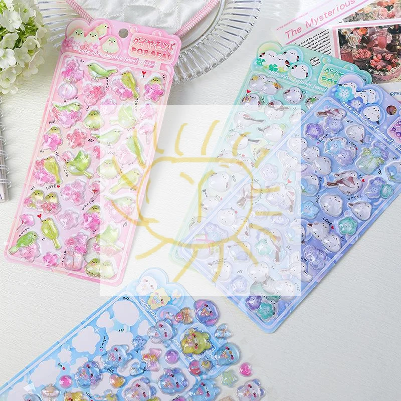 Cute Cartoon Bird Stickers 3D Relief Crystal Sticker Laptop Phone Case Scrapbooking Decals DIY Stationery Decoration Lovely Gift