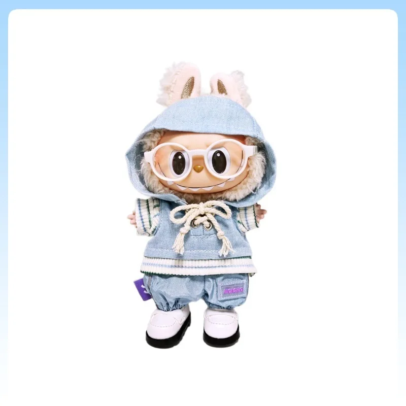 

For Labubu Doll Clothing Light-Colored Denim Two-Piece Set Compatible With V1 V2 V3 Dolls Casual Streetwear Fashion Doll Outfit
