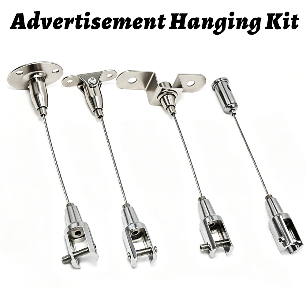 

1/2/10Set 1.5mm 304 Stainless Steel Wire Rope Kit, 4-Type Fittings + Notch End for Billboard, Acrylic & Glass Hanging