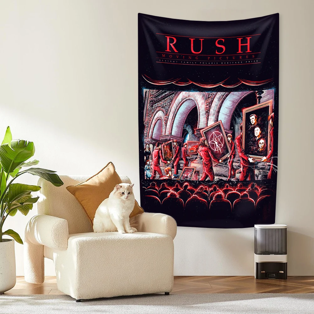 Rock And Roll Music Tapestry Rush Band Home Decor Aesthetics Wall Hanging Dormitory Concert Background Cloth Birthday Gift