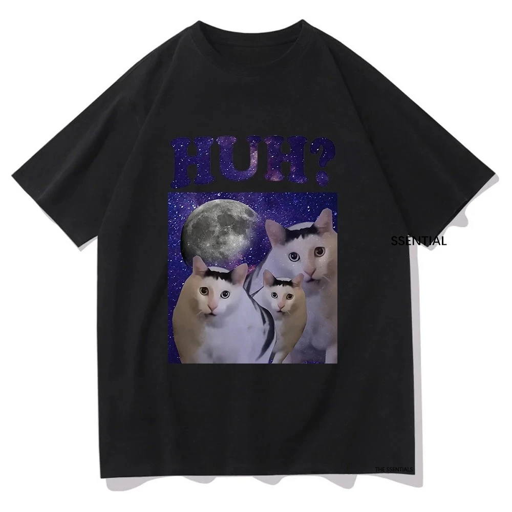 

HOT SALE Kawaii Huh Meme Cat T Shirts Summer Funny Men/women Tshirt Unisex Clothing Retro Summer Aesthetic Tops High Quality Tee