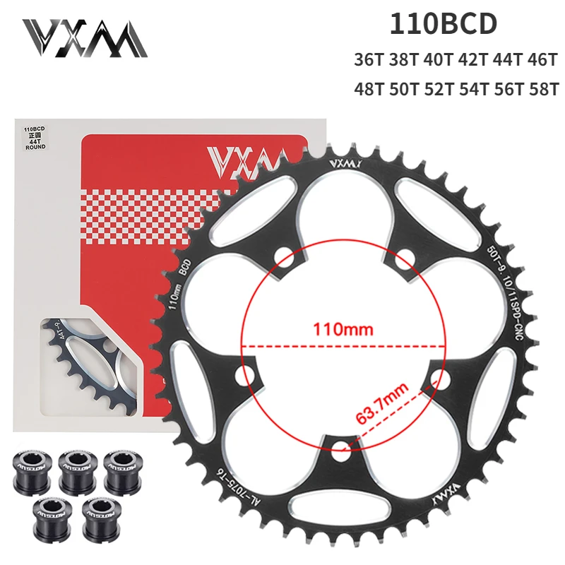 VXM 110BCD Chainring with 5 Disc Screws Road Bike Narrow Wide Chainwheel, for Shimano R7000 R8000 R9100 R9000 4700 5800 6800