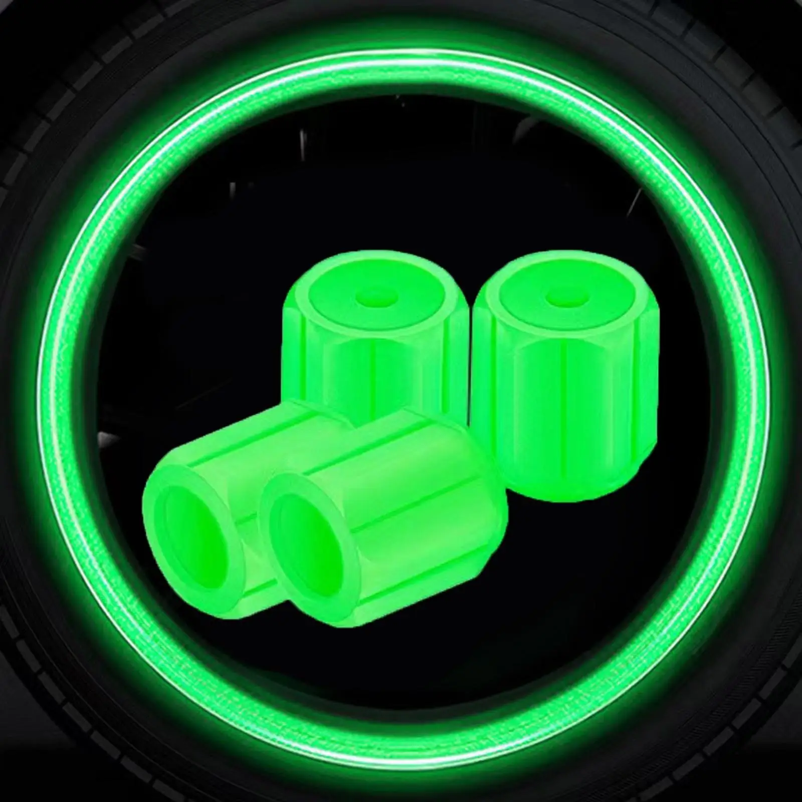 Luminous Tire Valve Cap Glow in the Dark Universal Fluorescent Wheel Nozzle Dustproof Air Leak Proof for Car Motorcycle Bike view 6