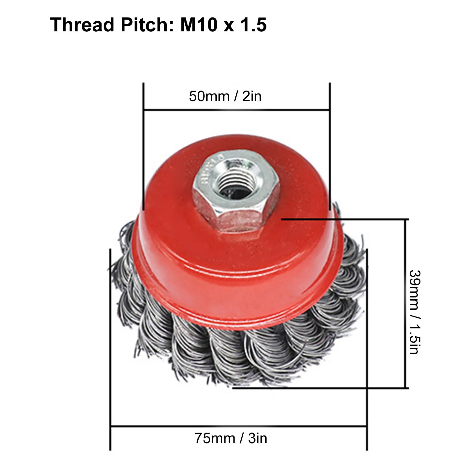 

M10 7.5cm Steel Wire Brush, 5Pcs Wire Wheel Rust Removal Steel Twisted Cup Brush Polishing Cleaning Accessories M10 Thread
