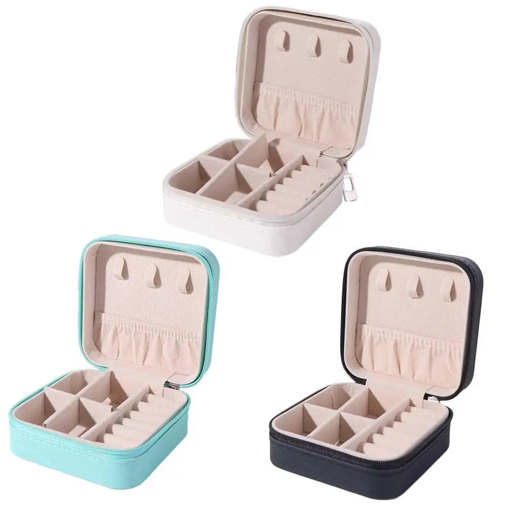 Ketting Ring Fluwelen Sieradendoos Verpakking Display Rits Sieraden Opbergdoos Vierkant Draagbare Oorbellen Organizer Houder