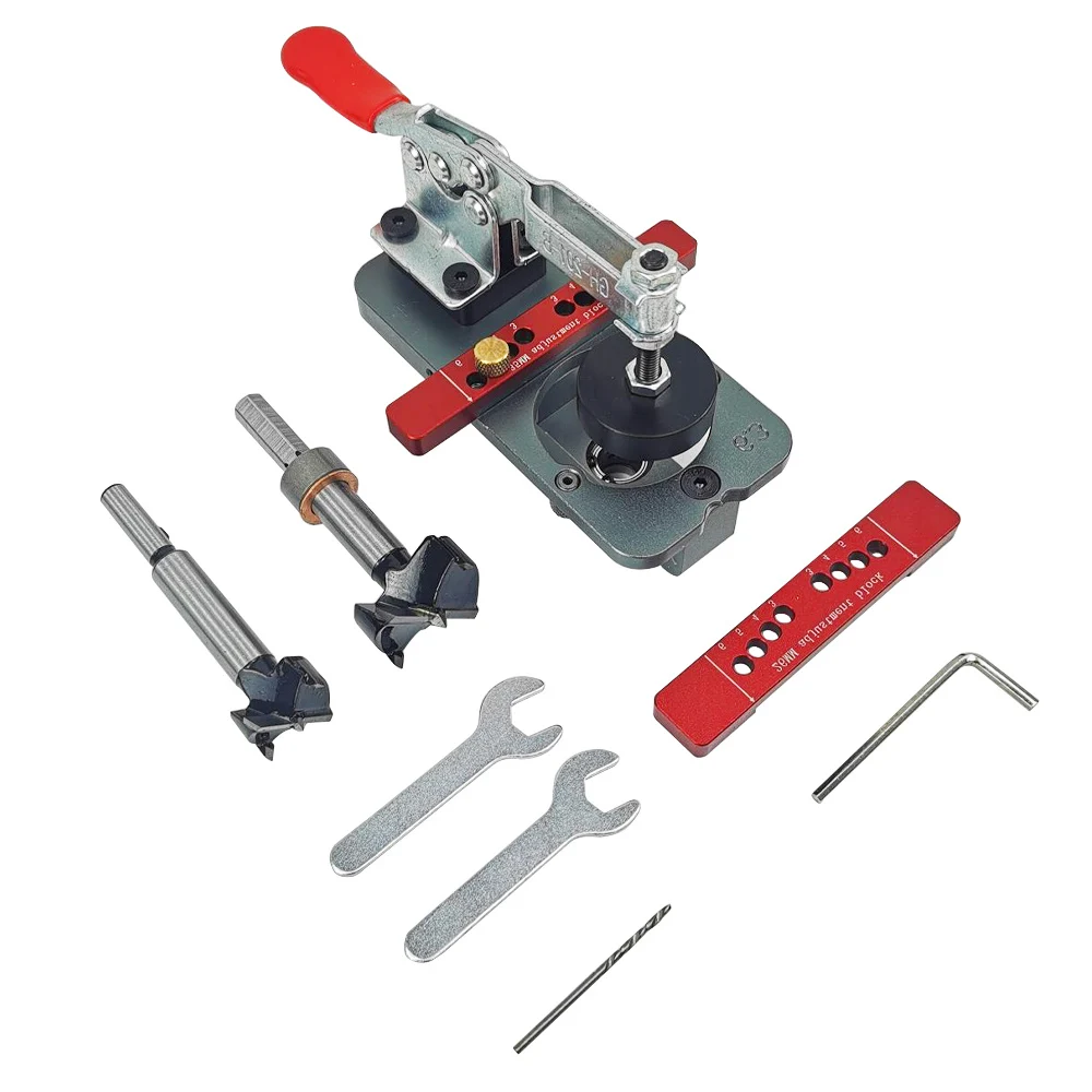 Woodworking Drilling Guide Locator for Face Frame Cabinet Cupboard Door Concealed Hinge Jig and 26mm/35mm Hinge Hinge Boring Bit