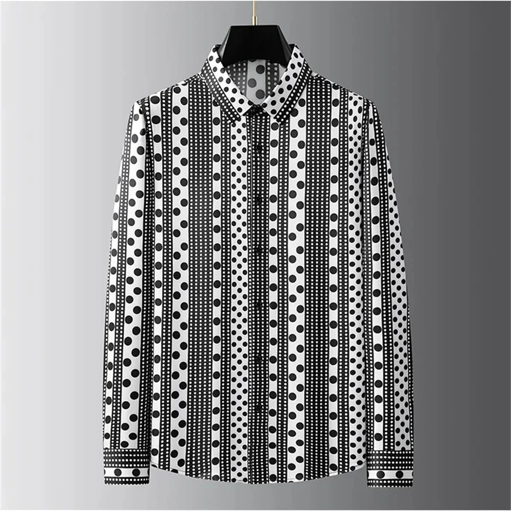 Luxurious printed shirt men's long-sleeved casual shirt fashionable street popular extra large size non-iron men's XS-6XL