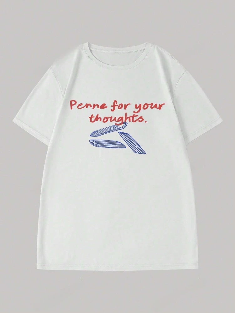 Camiseta divertida con eslogan de Pasta para mujer, camiseta de algodón de manga corta con cuello redondo, camiseta gráfica con temática de comida Vintage, ropa femenina de gran tamaño