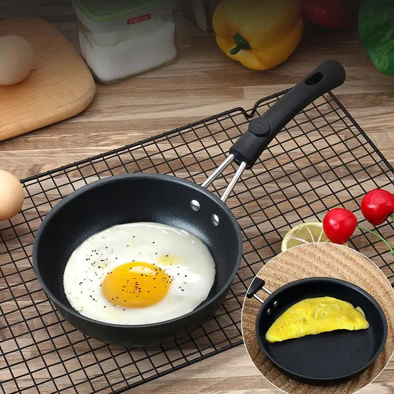 Mini Frying Pan 12cm Nonstick Iron Small Skillet Kitchen Cookware with Anti scald Handle for Breakfast Sandwich Omelette