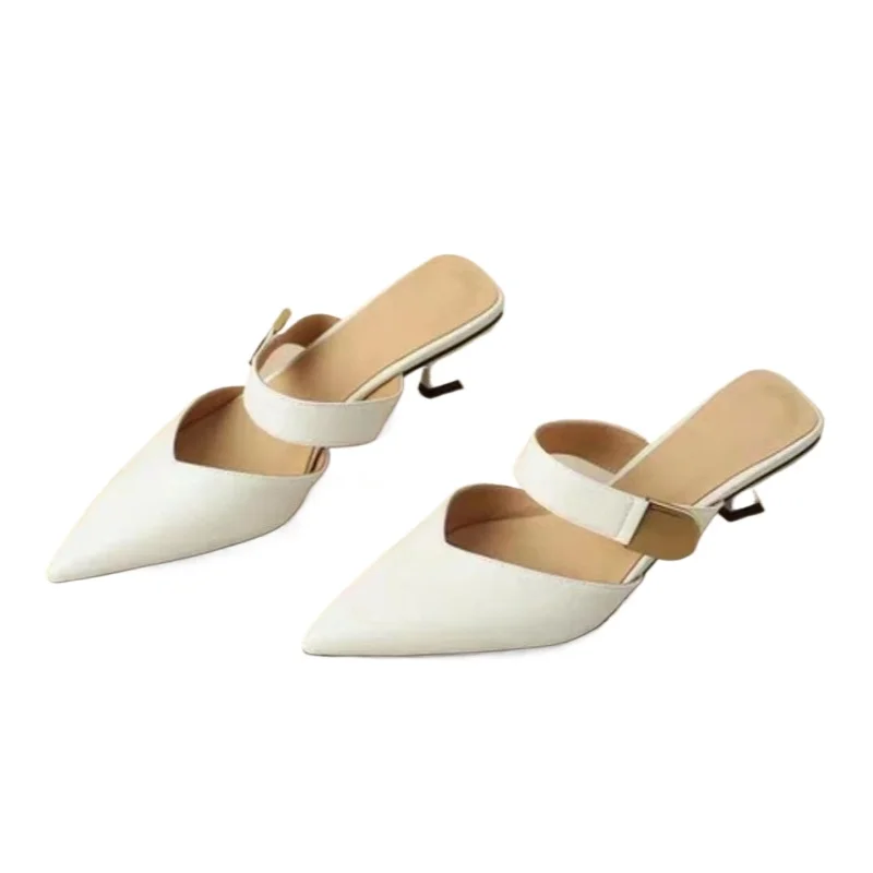 Sandali con tacco alto da donna estate Casual scarpe da donna a punta tacco da donna sandali con zeppa scarpe con zeppa tinta unita tacco sottile