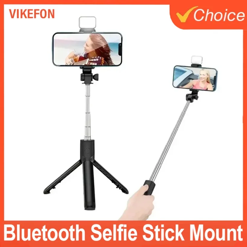 Suporte para bastão de selfie Bluetooth escalável 360 °   Suporte de telefone giratório com luz para iPhone 16 15 14 Samsung S24 Xiaomi iOS/Android