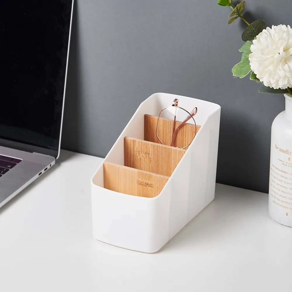 New 4 Grids Remote Controller Storage Box Cosmetic Storage Multifunction Living Room Organizer Plastic Desktop Storage Box & Bin