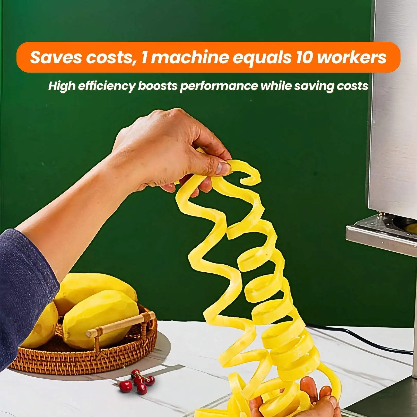 Snack Shops Electric Potato Lemon Carrot Slicer Potato Cutter Machine Long French Fries Machine Automatic Twist Potato Slicer