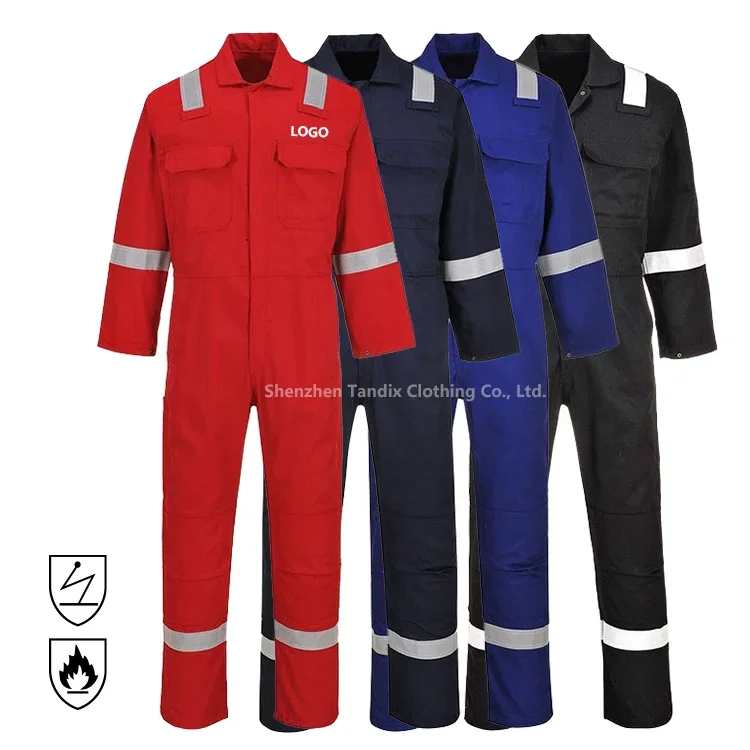 Cotton Mining Mechanics Construction Oil Work An/ti Fire Overalls Breathable Flame Retardant Safety Aramid FR Fireproof Coverall