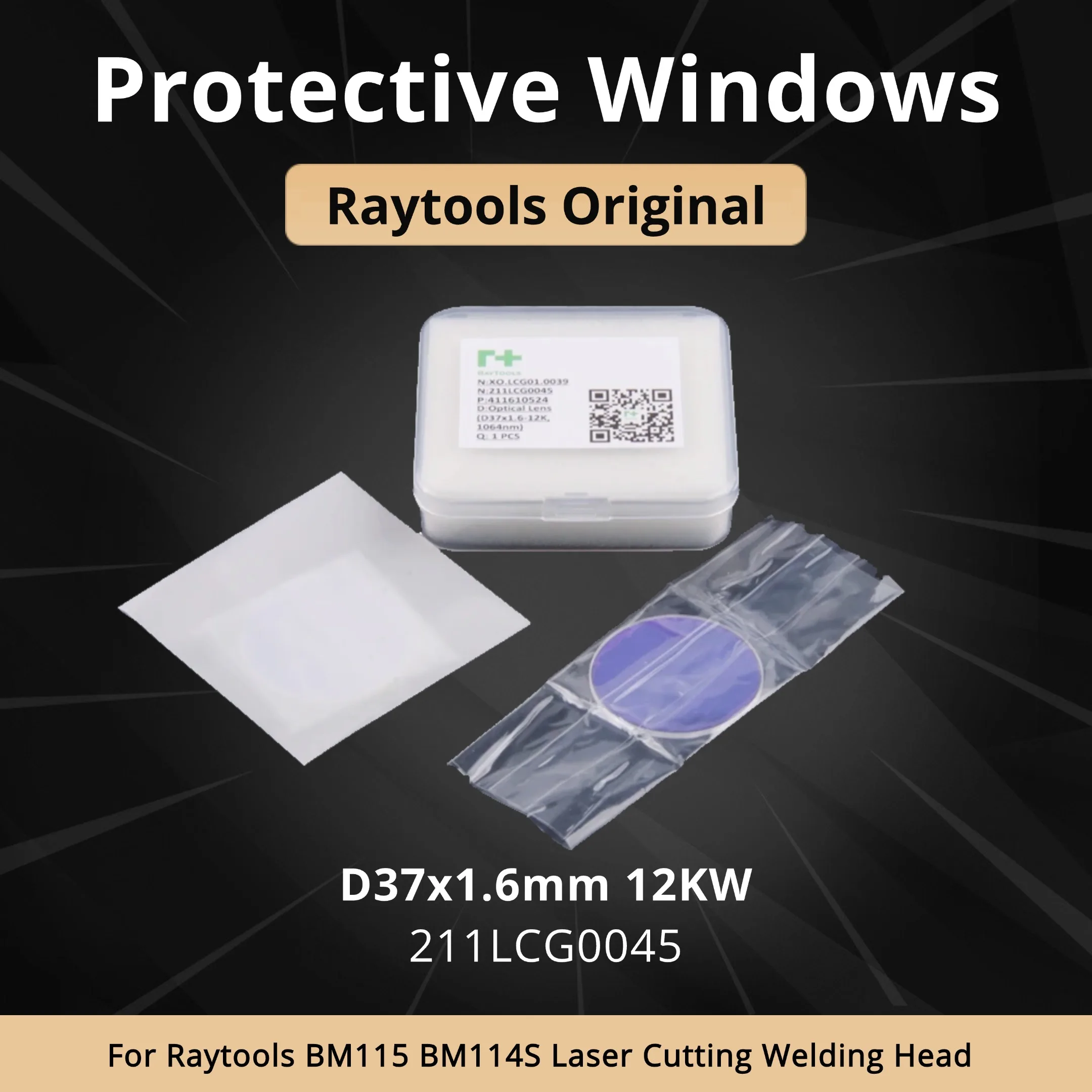 Header 10Pcs/Lot Raytools Original Protective Windows 37x1.6mm 211LCG0045 12KW Lens For Raytools BM115 BM114S Laser Cutting Head