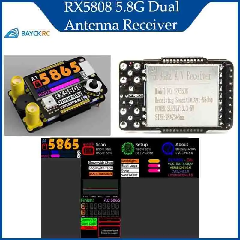 

Модуль приемника RX5808 для SKYZONE/Fatshark FPV, очки для дрона 5,8G, модуль приемника с двойной антенной, аксессуары, RC 2025