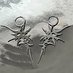 Boucles d'oreilles lettre grunge pour femmes, breloque punk, boucle d'oreille goutte, boucle d'oreille irrégulière, bijoux esthétiques, mode coréenne, accessoires flors