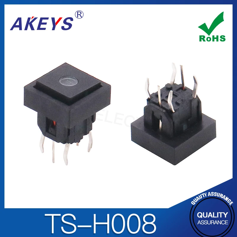 5pcs TS-H008 8 * 8 light touch switch red light four pin in-line cap reset button TS-LS-002