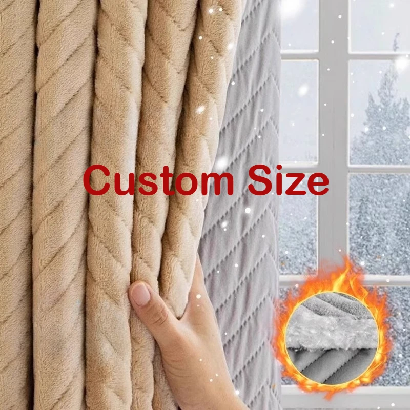 Custom Size Extra Thick Windproof and Insulating Curtains for Cold Weather Protection Blackout European Decor Door