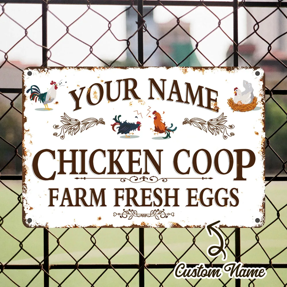 

2D Flat, Vintage Chicken Coop Metal Wall Art Sign Easy To Hang For Outdoor Farmhouse Bar Plaque Decor Ideal Gift Decoration
