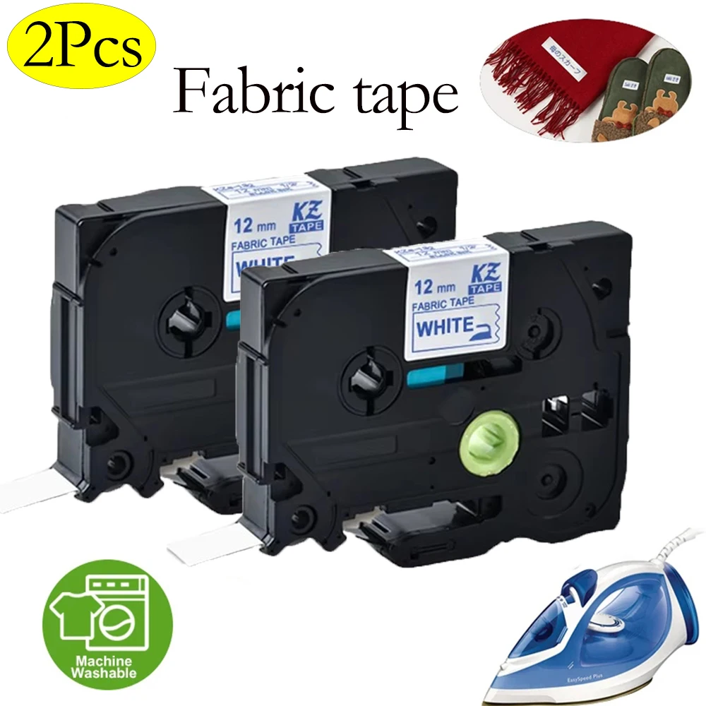 2PK Fabric 12mm*3m Blue on White IRON Tapes TZe-FA4 TZ FA231 TZe-FA531 TZe-FAE3 for Brother Label Printers P-touch