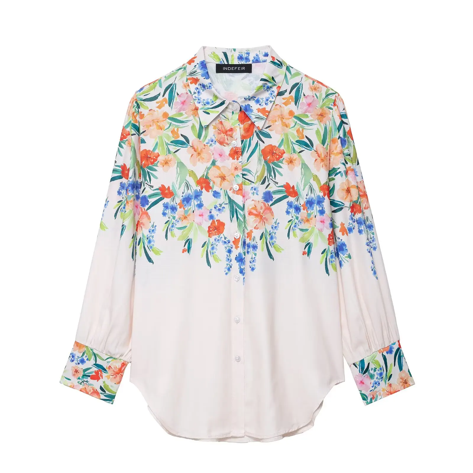 

Свободный женский комплект из хлопка и льна с цветочным принтом irt, повседневный комплект брюк с длинным воротником све, комплект на пуговицах из двух предметов Faion Ensemble