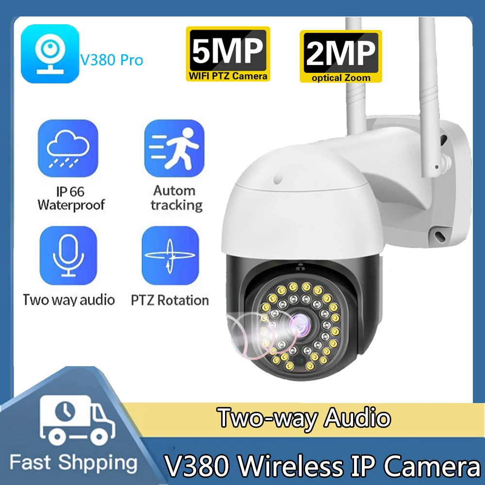 

5MP V380 Wireless IP Camera 1080P Power Waterproof Ai Human Detection Camera Home Security CCTV Outdoor Surveillance Camera