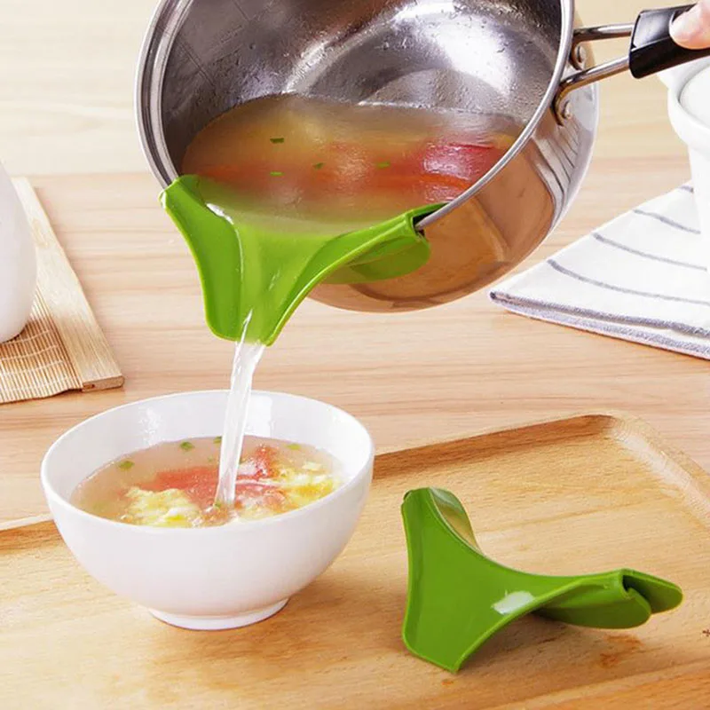 Kitchen Funnel with Anti-Splash Edge and Liquid Streamer Spout, Anti-Spill Pouring Tool