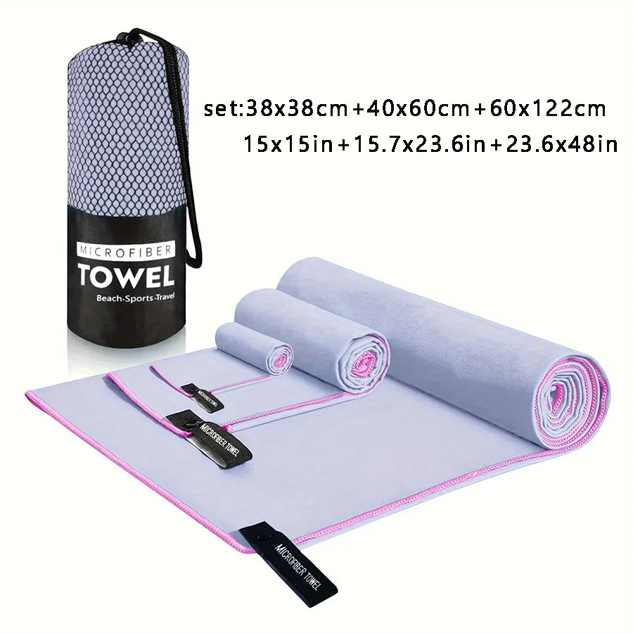 

3 шт., быстросохнущее спортивное полотенце, многофункциональное, для путешествий, плавания, йоги, ультрамягкий, легкий, супервпитывающий материал из микрофибры для тренажерного зала