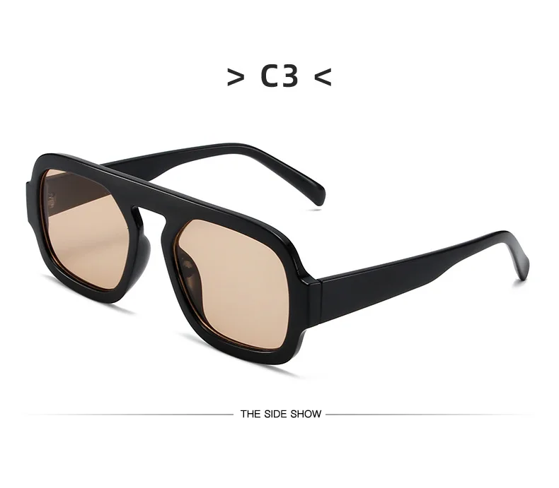 Mode quadratische Sonnenbrille Frauen neue Retro schwarz braun dicken Rahmen Pilot Sonnenbrille Frau Chic Polygon Leopard Shades UV400 – Detail 12
