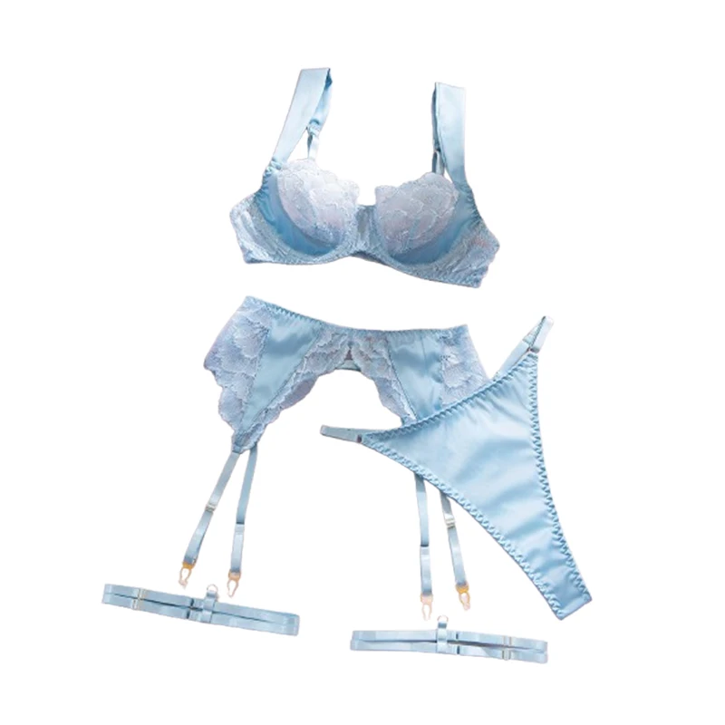 

Сексуальные комплекты нижнего белья из 4 предметов: бюстгальтер с вырезами и вставками, ультратонкое кружевное белье, комплект с трусиками и подвязками, прозрачные экзотические комплекты